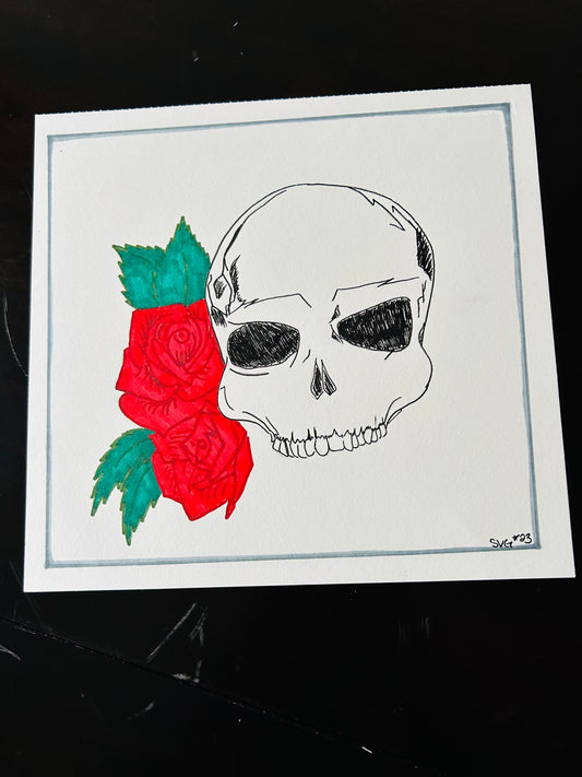Skull in Roses
